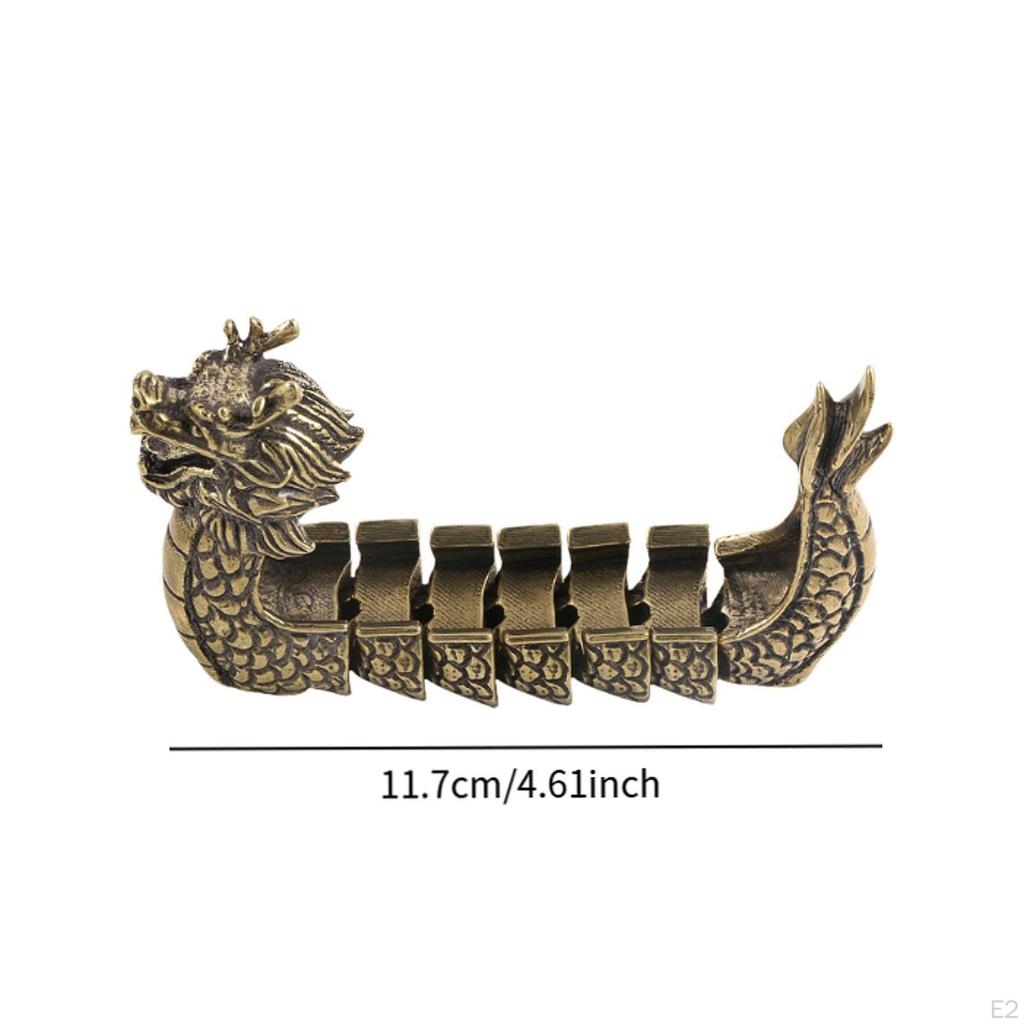 Brass Dragon Boat Figurine for Home Decor Collectible
