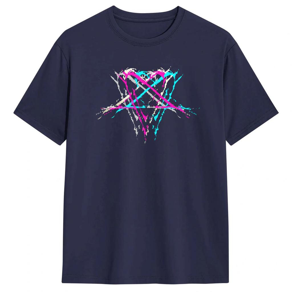 Unisexs Liebe Metallband HIM Heartagram T-Shirts 100% Baumwolle Kleidung Lässiges Kurzarm Rundhals-T-Shirt Grafik-T-Shirts