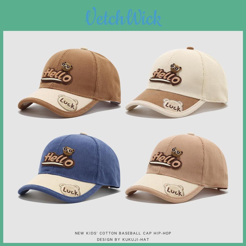 Children Corduroy Cap With Embroidered Letters For Autumn Winter Warmth And Sun Protection