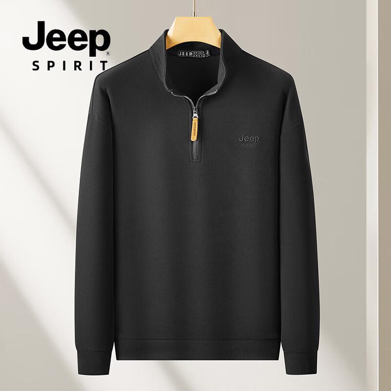 JEEP SPIRIT Pánská fleecová mikina s polovičním rolákem a dlouhým rukávem