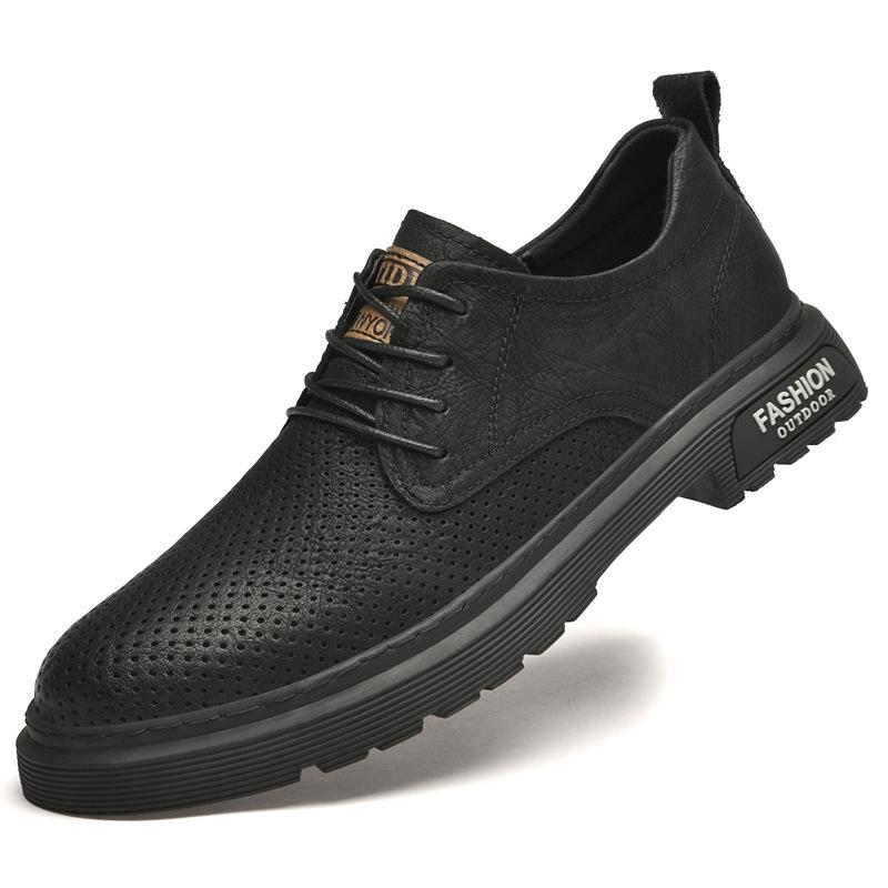 

Men s spring British leather shoes, youth trend retro tooling shoes, casual shallow mouth breathable small leather shoes, one piece 2025 44