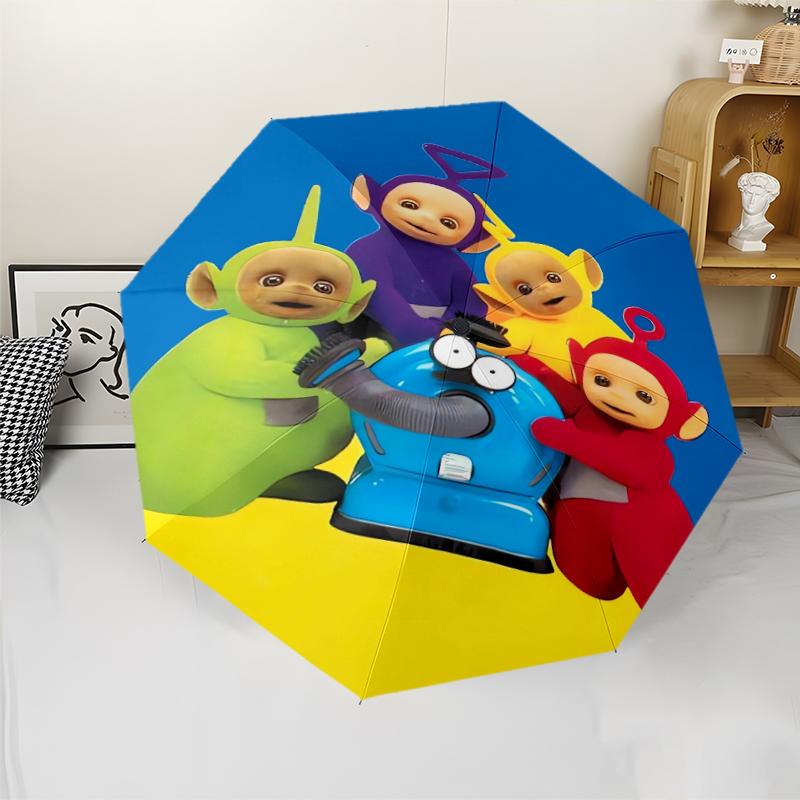 Teletubbies Theme Automatic Umbrella, Lightweight & Portable, 8 Rib, Perfect for Outdoor Travel, Birthdays, Christmas, Gifts.