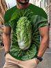 The Interesting Cabbage and Lettuce Pattern Summer 3D Printed Large-sized Men's T-shirt Is Suitable for Daily Wear