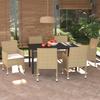 7 Pcs Poly Rattan Garden Dining Set and Cushions