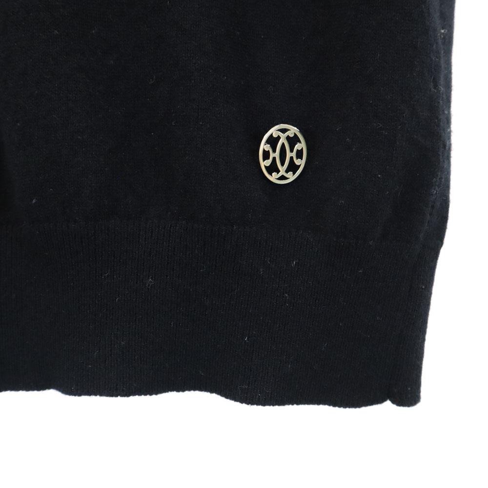 Hermes Cashmere 100% Short Sleeve Sweater 34/S Black PARIS Knit Women Used