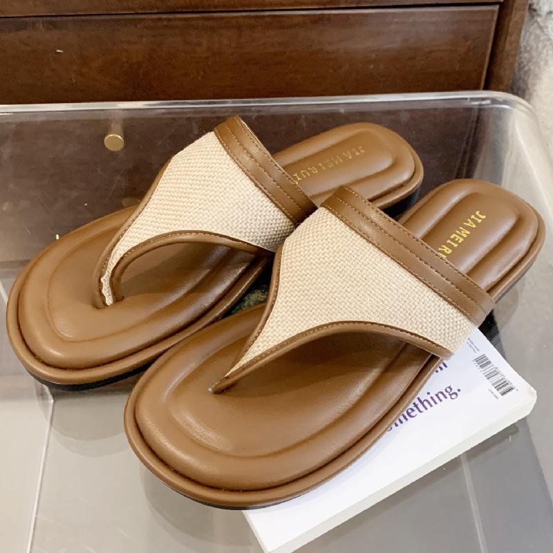 Fashion Round Toe Clip-toe Women Sandals Fashion Open Toe Soft Sole Flip Flops Summer Simple Comfortable Non-slip Vacation Beach Shoes