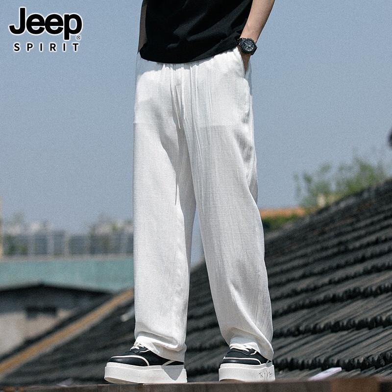 JEEP SPIRIT Men s Lightweight Linen Blend Straight Leg Pants M