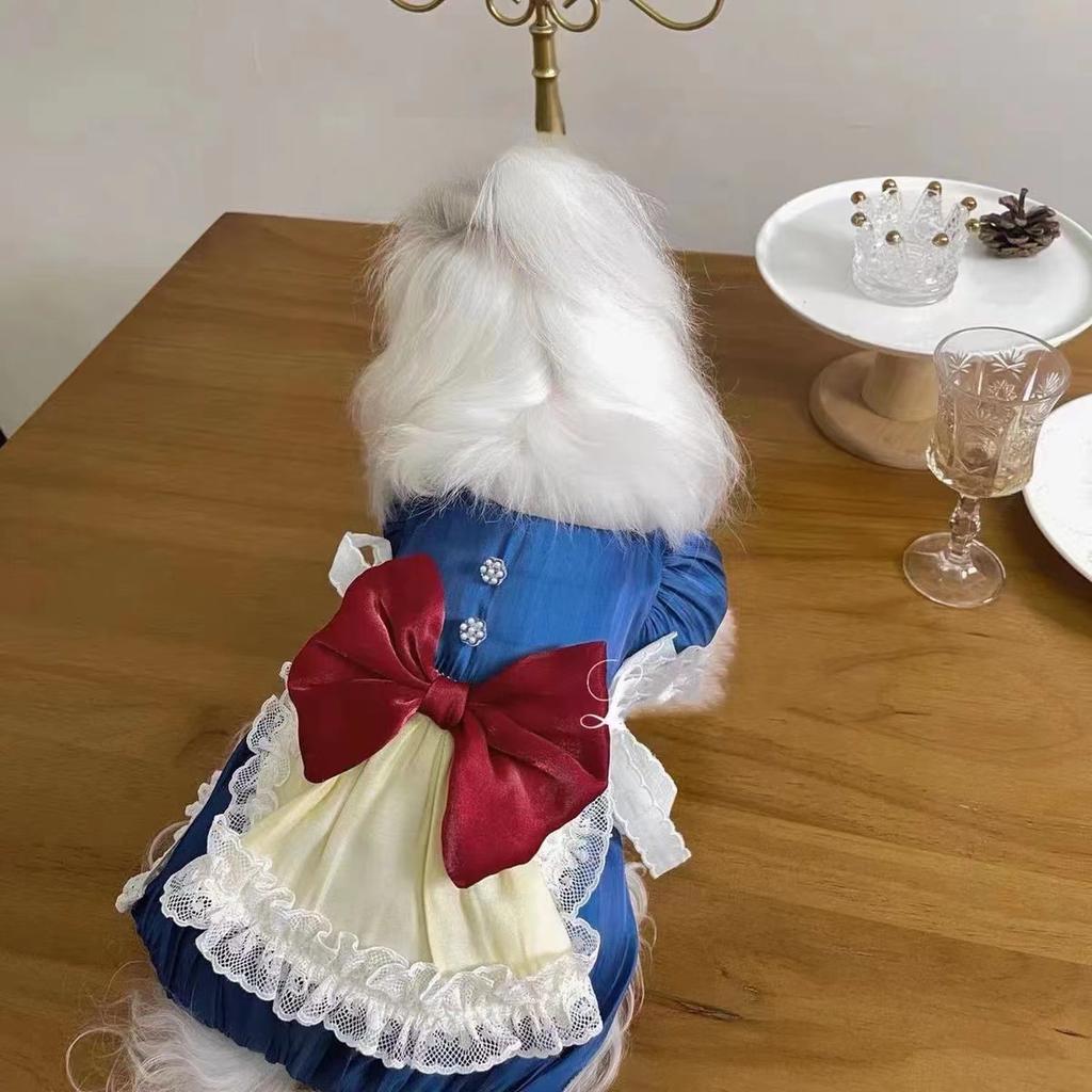 Pet Big Bow Dress Dog Cat Clothes Pet Princess Dress Teddy Bear Small Dog Spring and Summer Puppy Clothes for Small Dogs