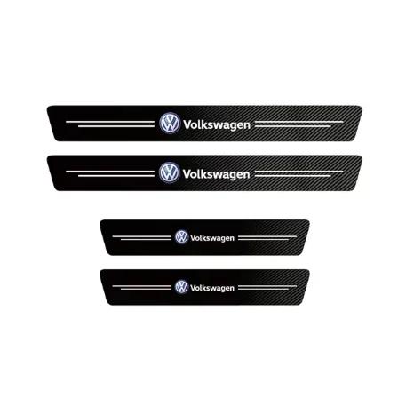1/4/5Pcs Car Door Sill Scuff Plate Decor Carbon Fiber Stickers For Volkswagen VW Golf Polo Passat Tiguan Touareg Magotan Touran