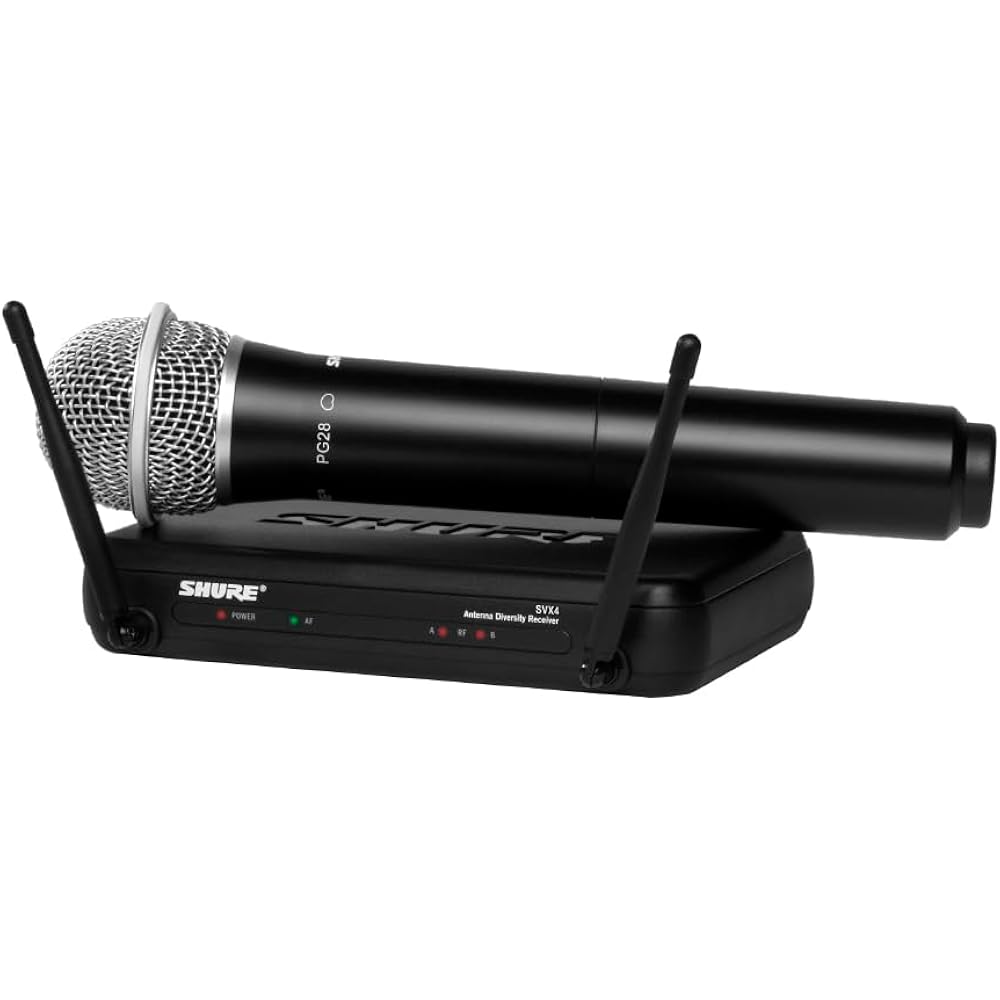 Shure Sure SVX24/PG58 Wireless System: B-band SVX2/PG58 Handheld Dynamic Microphone SVX4 Receiver...