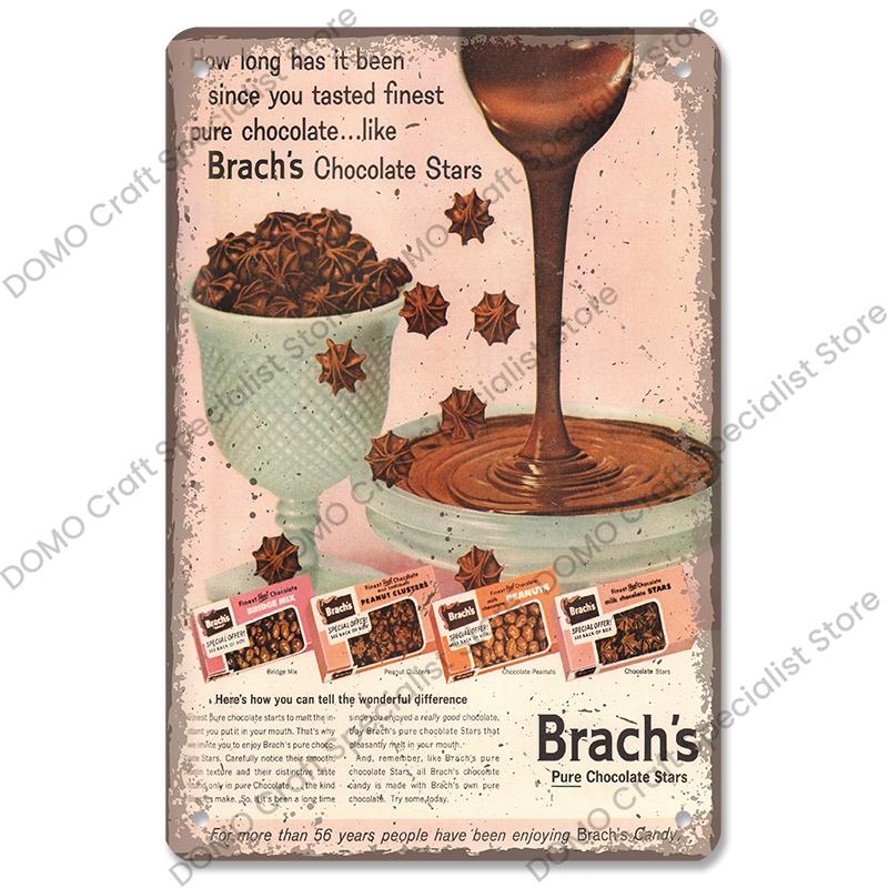 Chocolate Metal Plaque Vintage Delicious Chocolate Bar Cake Metal Tin Signs Retro Wall Decor Coffee Shop Dessert House Bakery