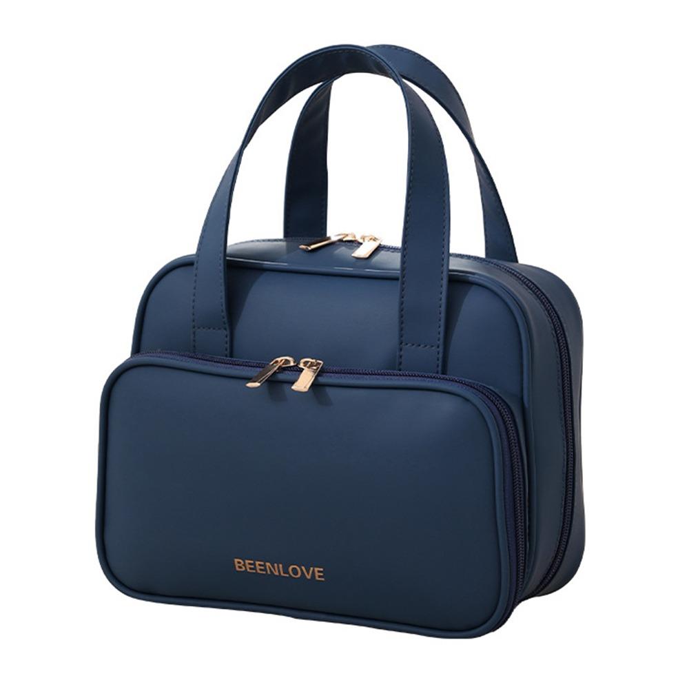 

Fashion Multicolor Makeup Bag Waterproof Handhold Travel Organizer PU Zipper Closure Toiletry Bag Travel темно-синього кольору