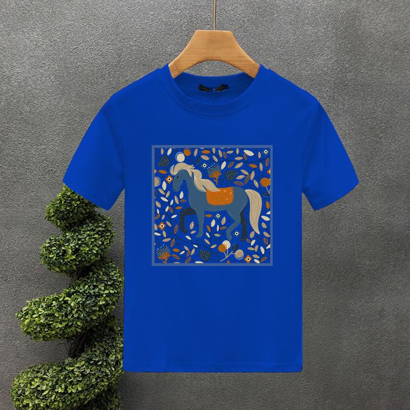Cute Horse Style Luxury Brand Cotton Letter Print Couple Tees Summer Harajuku Men/Women Short Sleeve T-shirt Asian Size S-7XL