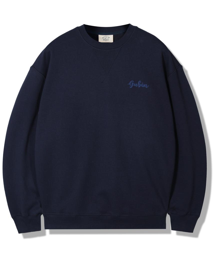 GUBIN Lettering Logo Basic Sweatshirt - Navy