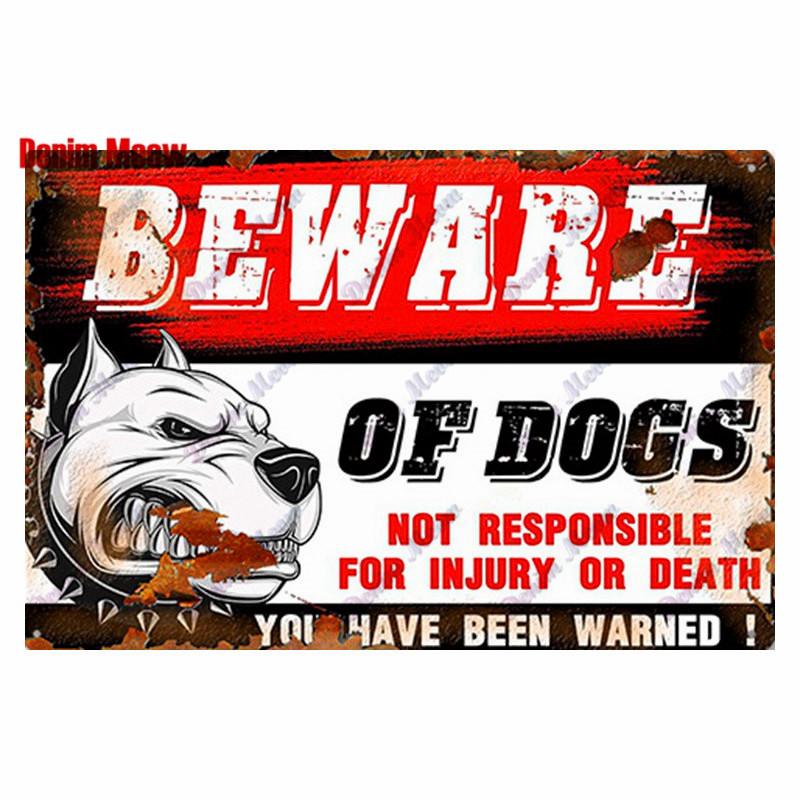 Vintage Beware of Dog, Metal Sign, Warning Danger, Protected Pit Bull Dog, No Bal, Wall Decor, Private Area Decoration, WY45