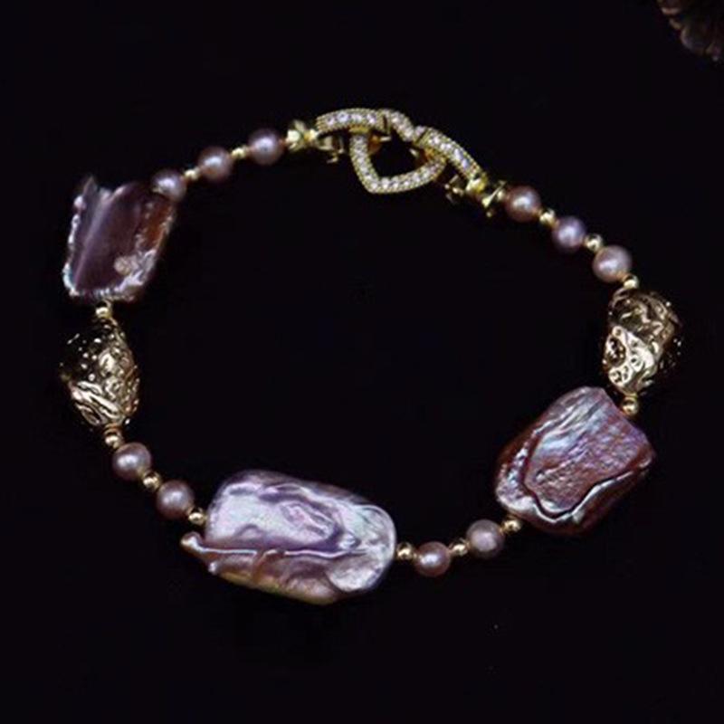 Purple Qi Freshwater Baroque Pearl Bracelet for Women - Personalized, Versatile Ins Style Jewelry