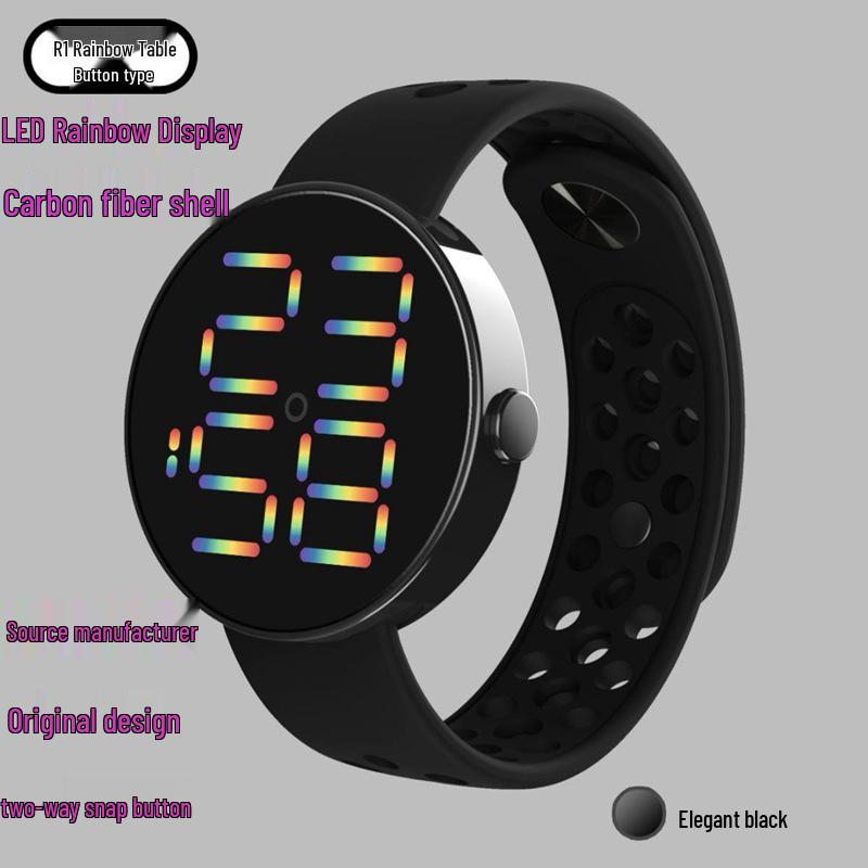 

R1LED Electronic Watch: Rainbow Light Display Time Bracelet with Movement Button червоний