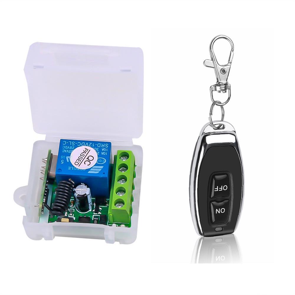 DC 12V Single Channel Interlocking Remote Control Switch with Metal Little Pepper Dual Remote Controller