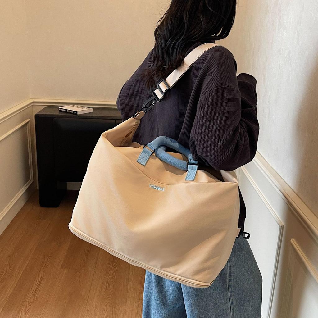 Large capacity business trip short trip bag women's sports storage duffel bag fashion fitness bag texture commuter handbag