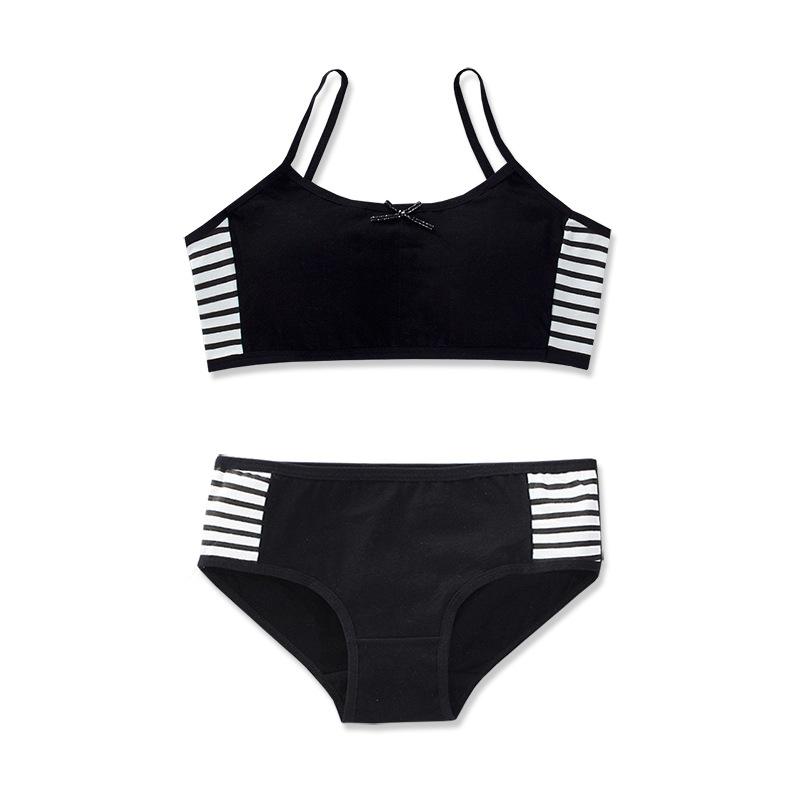 

Спортивный бюстгальтер для девочек-подростков, нижнее белье для тренажерного зала, беспроводной спортивный бюстгальтер для девочек-подростков с трусами one size чёрный