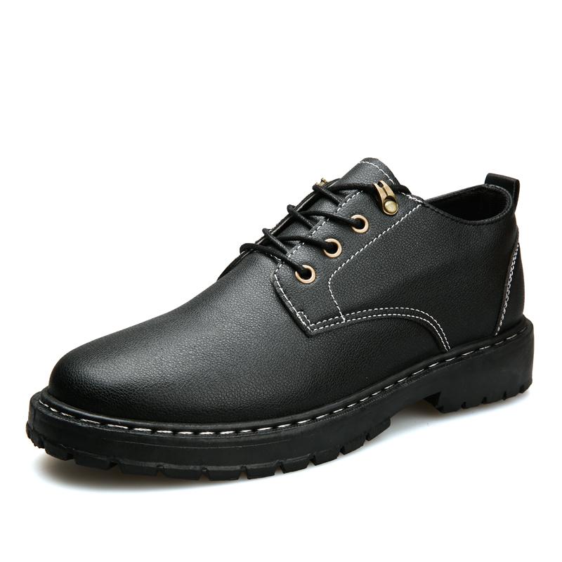 Fashion Round Toe Lace-up Platform Men's Leather Shoes in Promotion 2025 Trend Low Price Social Designer New in Male Casual Shoe