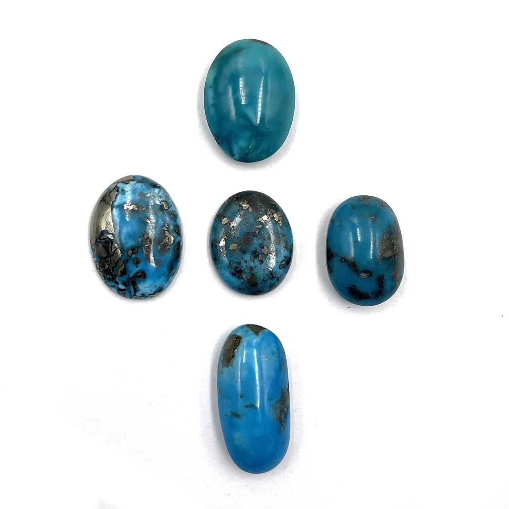 Natural Iranian Turquoise Mix Cabochon Loose Gemstone Lot 6 Pcs 21*12-17*13 MM 100 CT For Jewelry Making