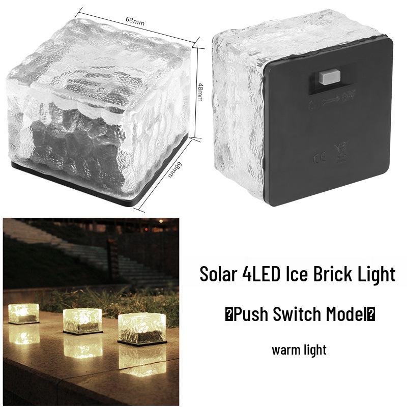Waterproof Solar Ice Brick Garden Lights - Outdoor Glass Deck & In-Ground Lights