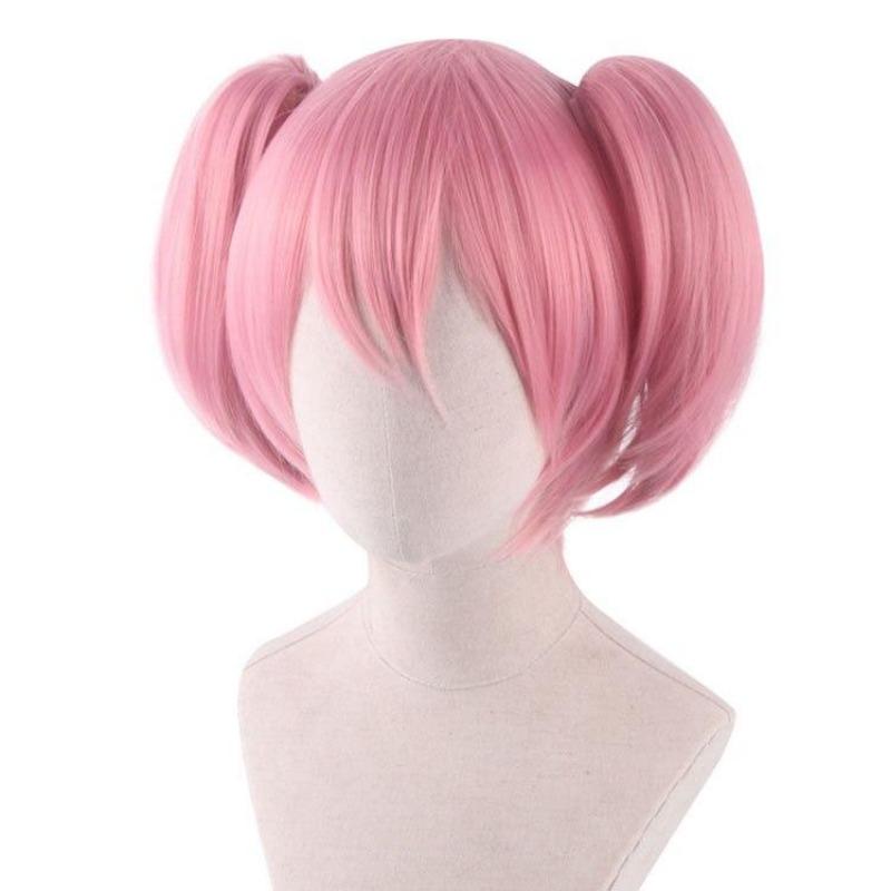 Anime 35CM Puella Magi Madoka Magica Madoka Kaname Cosplay Parochňa Ružové Clip Ponytails Tepelne Odolné Syntetické Vlasy Parochne + Sieťka na Parochňu