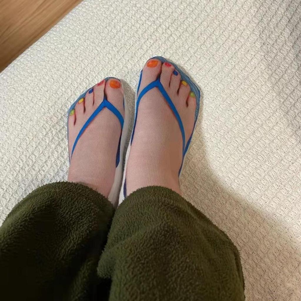 3D-Druckmuster Flip-Flop-Socken Lustige Socken für Damen Flip-Flop-Bodensocken