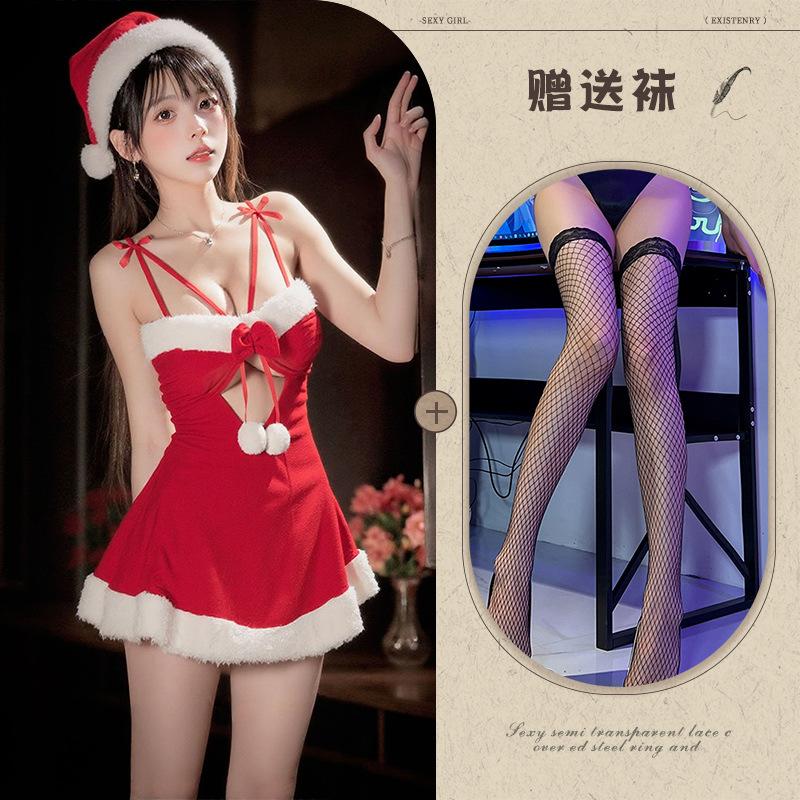 Christmas cos Velvet Cosplay Sexy Lingerie New Year's Robe
