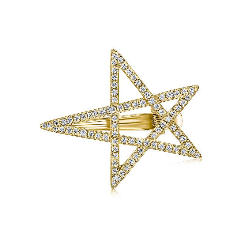 1pc Star Shaped 925 Sterling Silver Hair Clip Platinum Plated Moissanite Pendant Charm Geometric Design for Women Factory