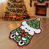 Cartoon Christmas Carpet Imitation Cashmere Non-Slip Backing Bed Side Carpets Soft Xmas Tree Shape Bedroom Rug