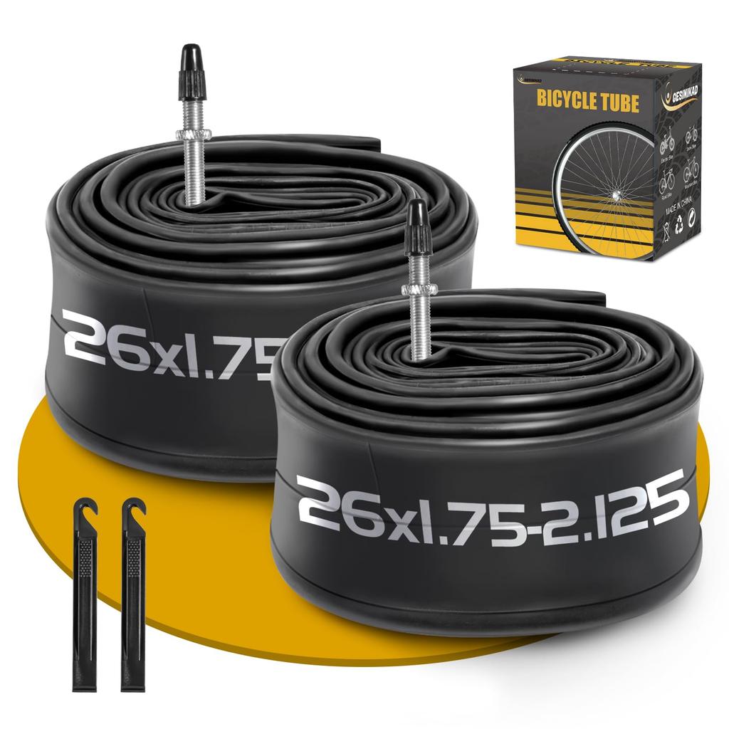 Two Bicycle Inner Tubes with 48mm Presta Compatible with 26 x Tire for Mountain Bikes 26-inch Valves, 1.75/1.9/1.95/2.0/2.1/2.125 Tubes,