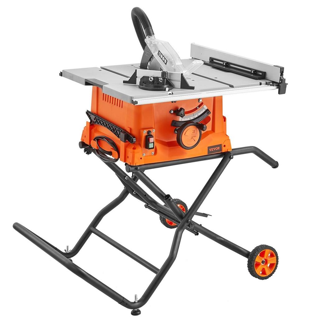 10" Table Saw w/ Stand Electric Cutting Machine 4800RPM 25-in Rip Capacity