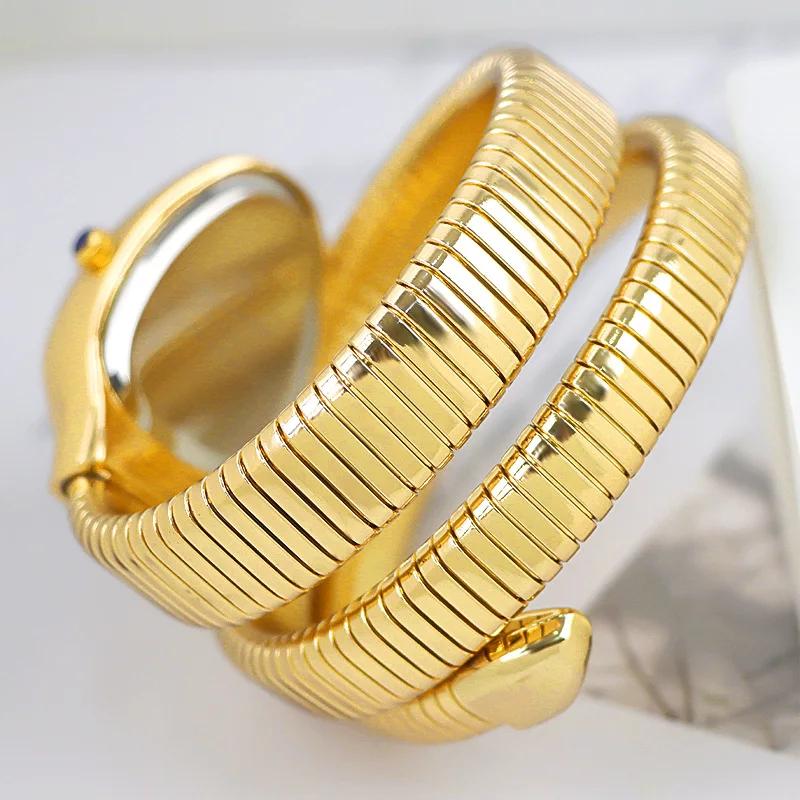 Diamond Gold Quartz Watch Women's Classic Snake Shape Watch Fashionable Elegant High Grade Women's Watch AAA Ladies Watch Girl