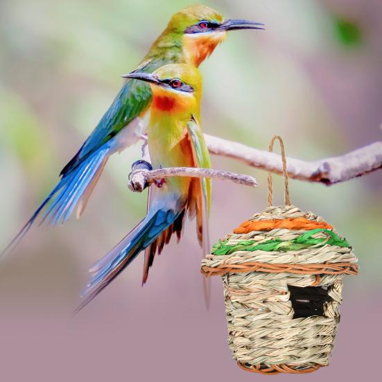 Hummingbird Nest House Bird Nest Natural Grass Contrast Color Hanging Breathable Manully Braided Dry Great Ventilation Heat Dissipation No Deformation
