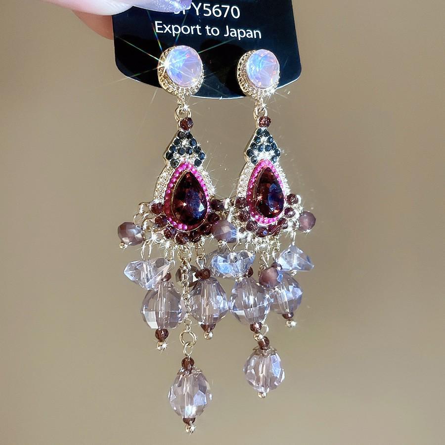 Nischen-Ethno-Stil Silbernadel-Diamantkristall-Quastenohrringe – Leichter Luxus, Hochwertiger Statement-Schmuck