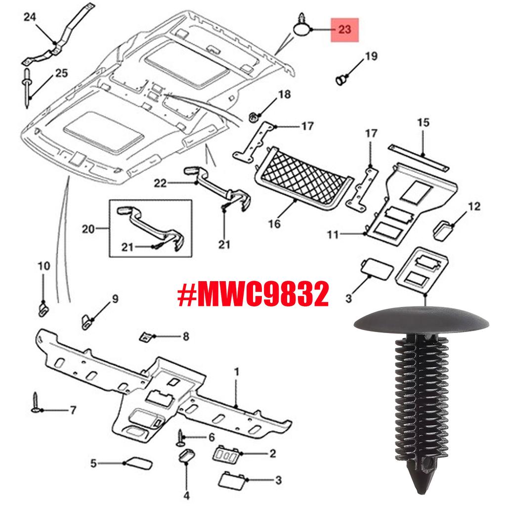 MWC9832 MWC9832LUH MWC9832PMA Dachhimmel Verkleidung Schwarz Clips Dachhimmel Verkleidungsclips FÜR Land Rover Defender 90 110 Discovery