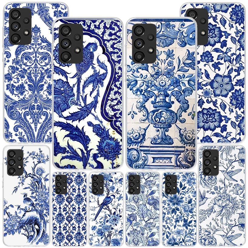 Blau-Weißes Porzellan Handyhülle für Samsung Galaxy A17 A37 A57 A16 A26 A36 A56 A15 A14 A13 A55 A54 A53 A35 A34 A33 A25 A24 A