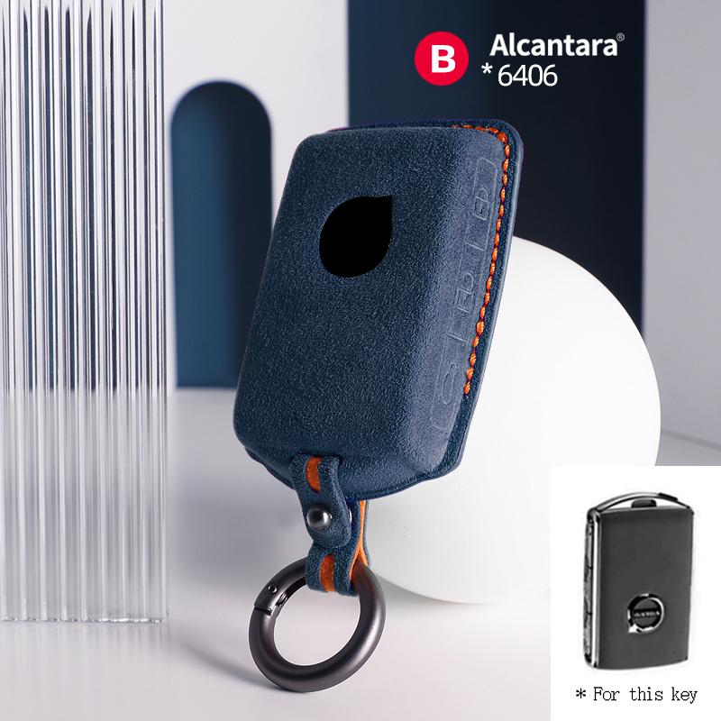 Interior Mouldings Alcantara For Volvo S90 S60 XC60 XC40 V60 V90 Car Key Case Holder Cover Shell Suede Keychain Remote Protector