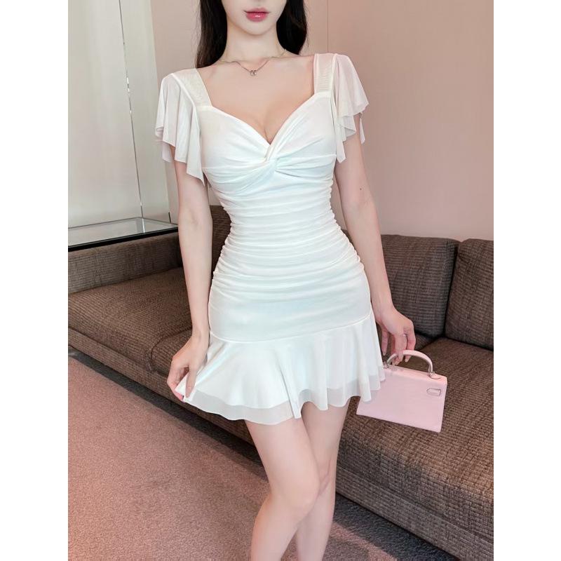 

Платье бодикон в стиле леди с сетчатыми оборками - Приталенная А-силуэтная юбка Small белый