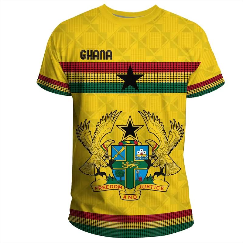 GHANA Flagge 3D-Druck Sport Schnelltrocknend Atmungsaktiv Herren T-Shirt Outdoor Fußballtrikot Fan Club