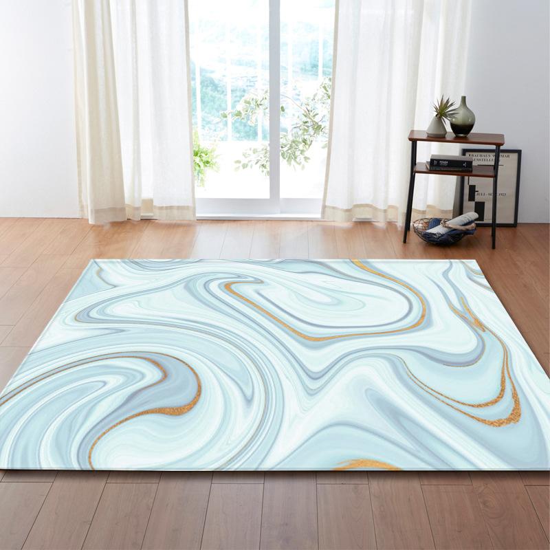 Marble Living Room Carpet Bedroom Floor Mat Pattern Flexible Binding Zhi