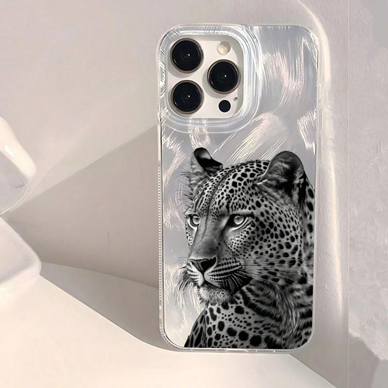 Phone Case for iPhone 14 13 15 16 17 Pro Max 16E 11 12 8 7 Plus X XR XS SE 2022 Animal Floral & Leopard Pattern Shiny Back Cover