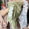 Ropa Interior de Talla Grande con Encaje Bordado Retro de Estilo Chino para Mujer Cintura Alta Sin Costuras Transpirable Encaje Fino Sexy Pantalones Triángulo