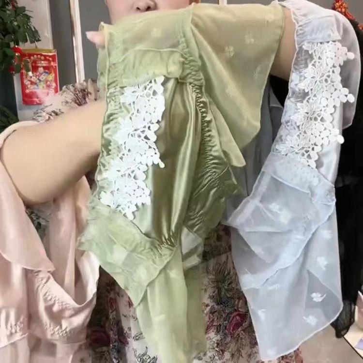 Ropa Interior de Talla Grande con Encaje Bordado Retro de Estilo Chino para Mujer Cintura Alta Sin Costuras Transpirable Encaje Fino Sexy Pantalones Triángulo