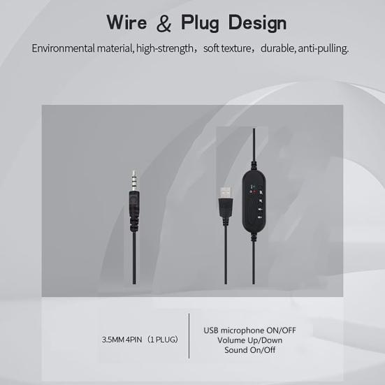 SY490 Wired Headset Universal Noise Cancelling Over Ear USB Binaural Headphone with Mic for Online Teaching