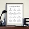 12 Laws of Karma Art Print Law Icons, Numbers, and Descriptions Poster Lawyer Gift Law Minimalist Wall Art Canvas Painting Decor