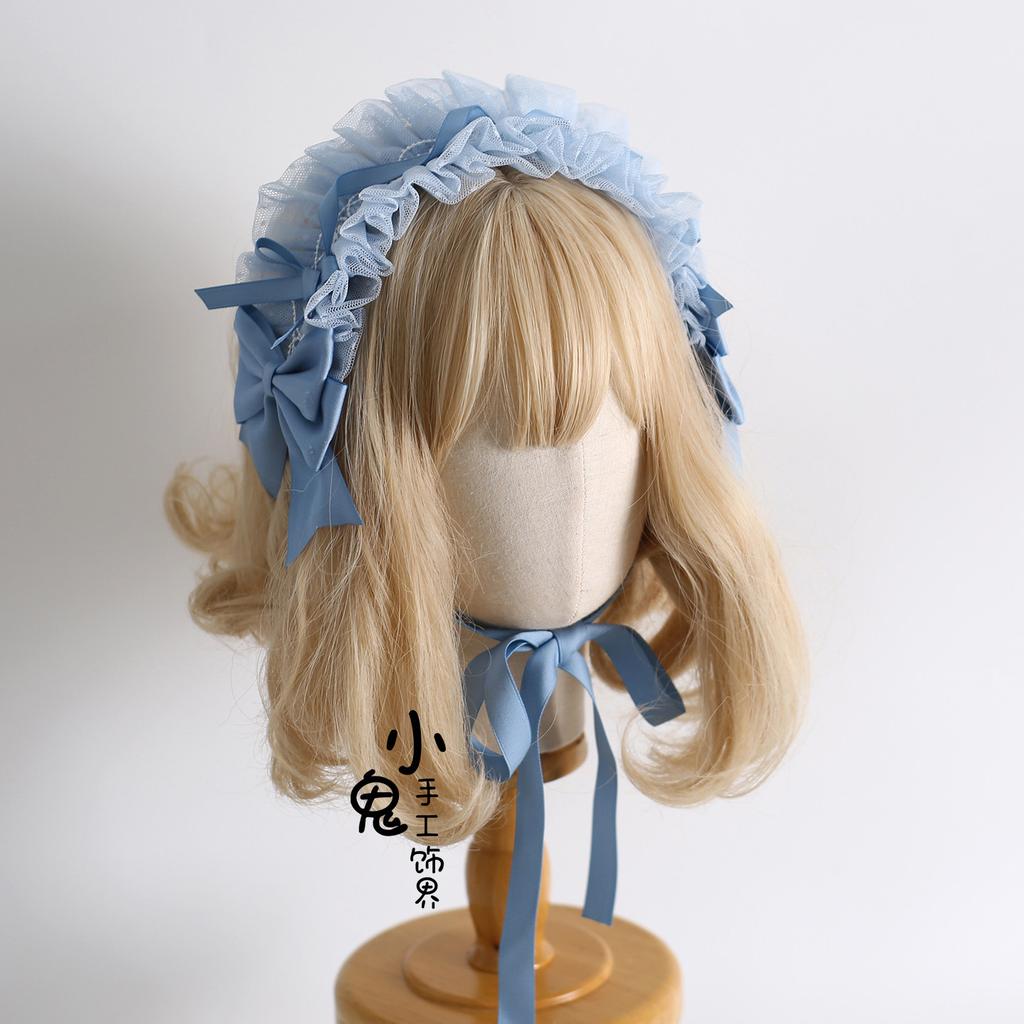 Original Multi-color Lamp Shadow Lolita Headband Small Ribbon Lace Bow Silk Satin Ballet Headband Hair Accessories for Women