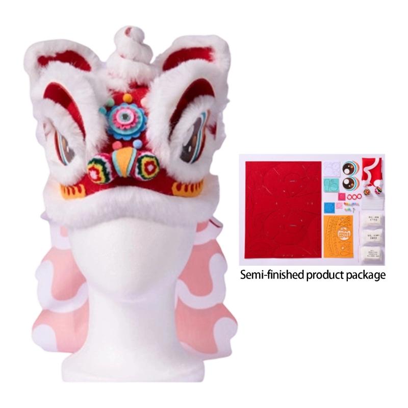Nonwoven Chinese Lions Dance Hat DIY Lions Dance Cap Crafts Kit Chinese Dragon Head Cap Chinese New Year Decorations